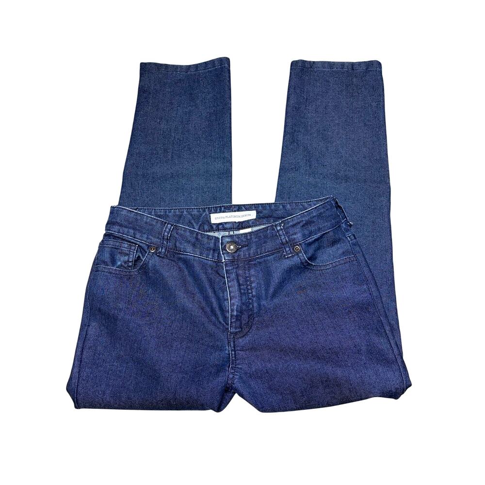 Chicos Platinum Denim Straight Leg Dark Wash Jeans size 1.5/10 Short